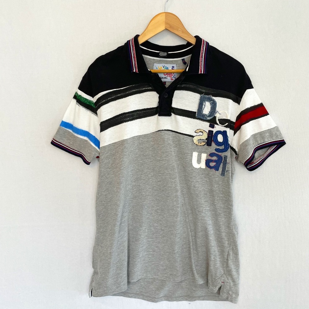 Desigual Mens XXL Short Sleeve Polo Shirt Slim